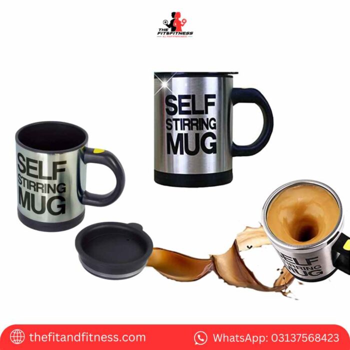 𝗘𝗹𝗲𝗰𝘁𝗿𝗶𝗰 𝗦𝗲𝗹𝗳-𝗦𝘁𝗶𝗿𝗿𝗶𝗻𝗴 𝗖𝗼𝗳𝗳𝗲𝗲 𝗠𝘂𝗴 – Automatic Stainless Steel Mug with Built-in Stirring System – by thefitandfitness in Pakistan